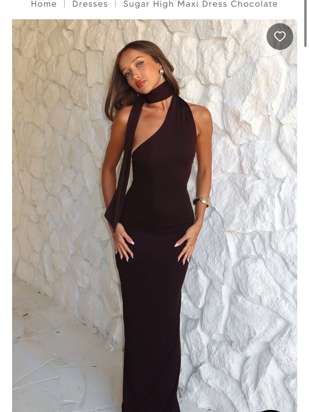 Sugar High Maxi Dress Chocolate - White Fox size medium